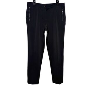 Carlisle Black Cropped Ankle Pants Size 10 Zipper Pockets Stretch Quiet Luxury